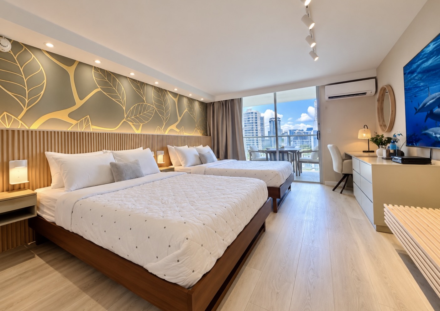 19F-Stunning Modern Studio/2 Queens-Waikiki Beach~