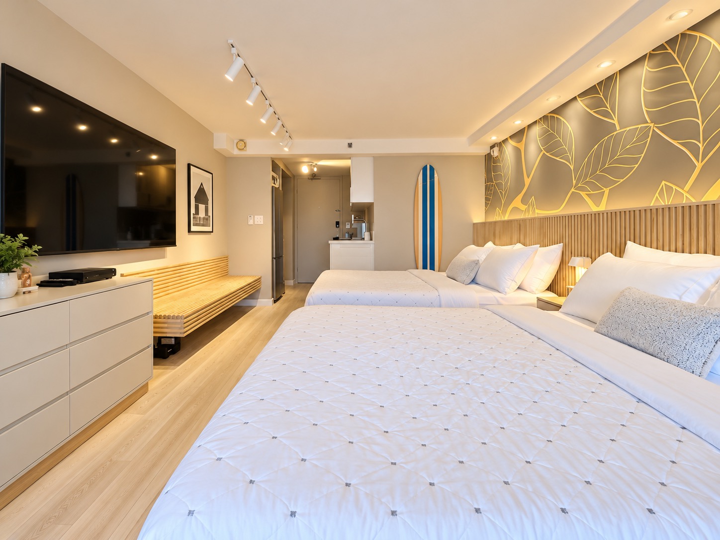 19F-Stunning Modern Studio/2 Queens-Waikiki Beach~