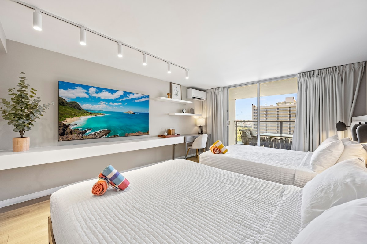 20F-Newly Remodeled Cozy Studio w/2Queens-Waikiki~