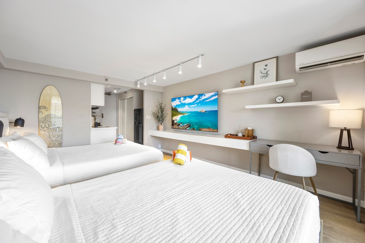 20F-Newly Remodeled Cozy Studio w/2Queens-Waikiki~