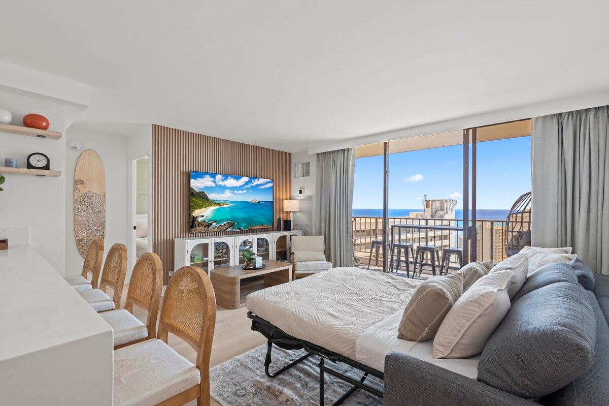 28FL-Upscale Ocean & Diamond Head View-1BR/Parking