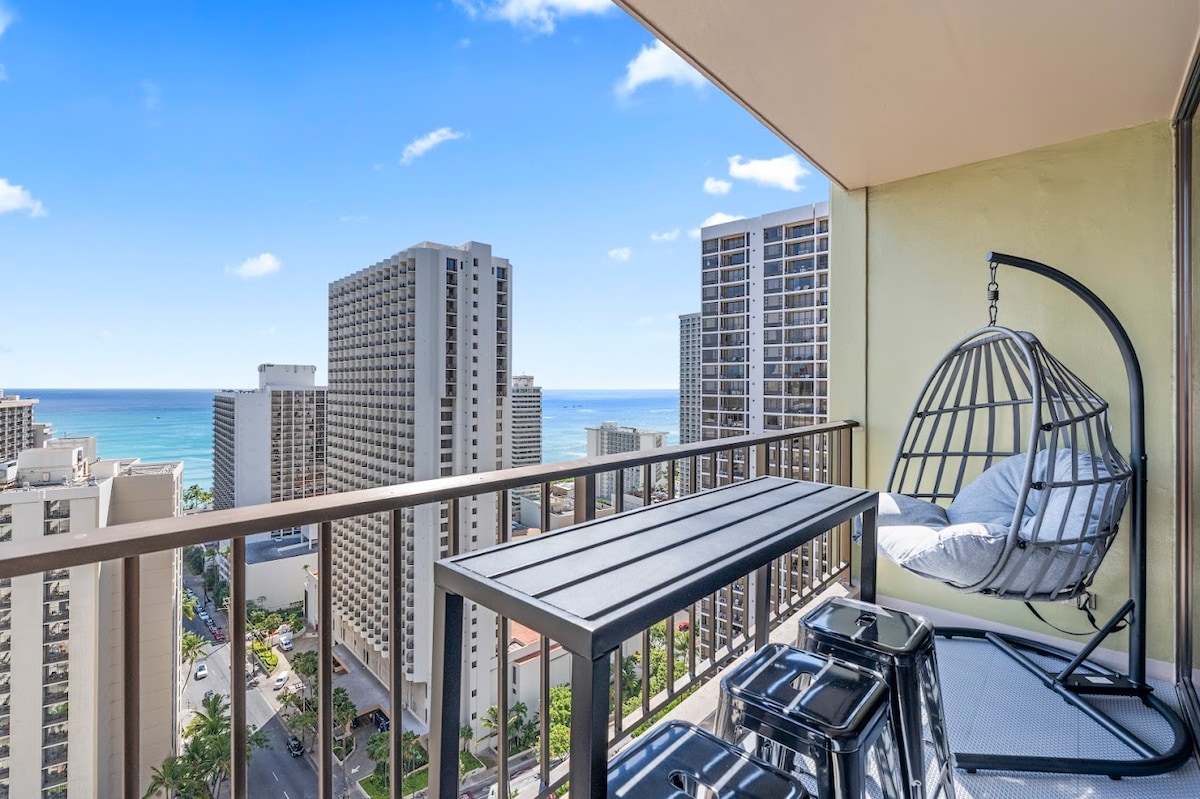 28FL-Upscale Ocean & Diamond Head View-1BR/Parking