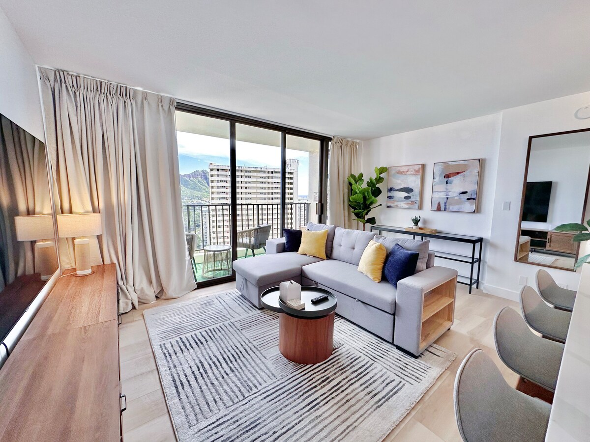 22F-Stunning 1BR-Waikiki Banyan-Diamond Head View