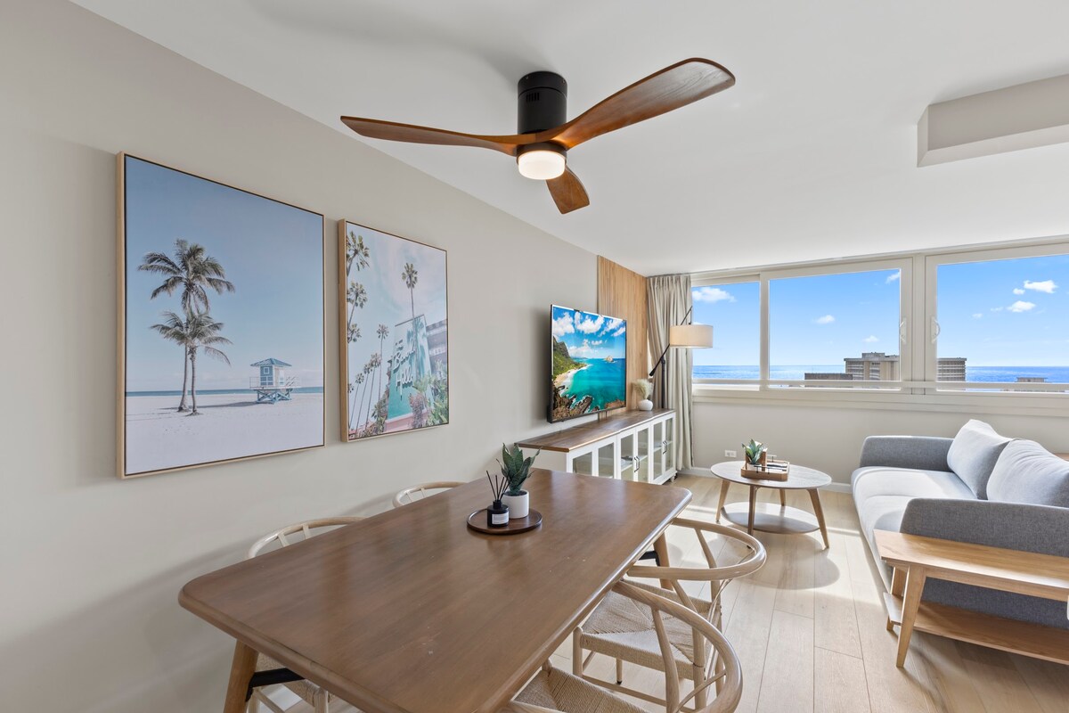 36F-Modern Upscale Ocean View 1BR-Waikiki Beach!