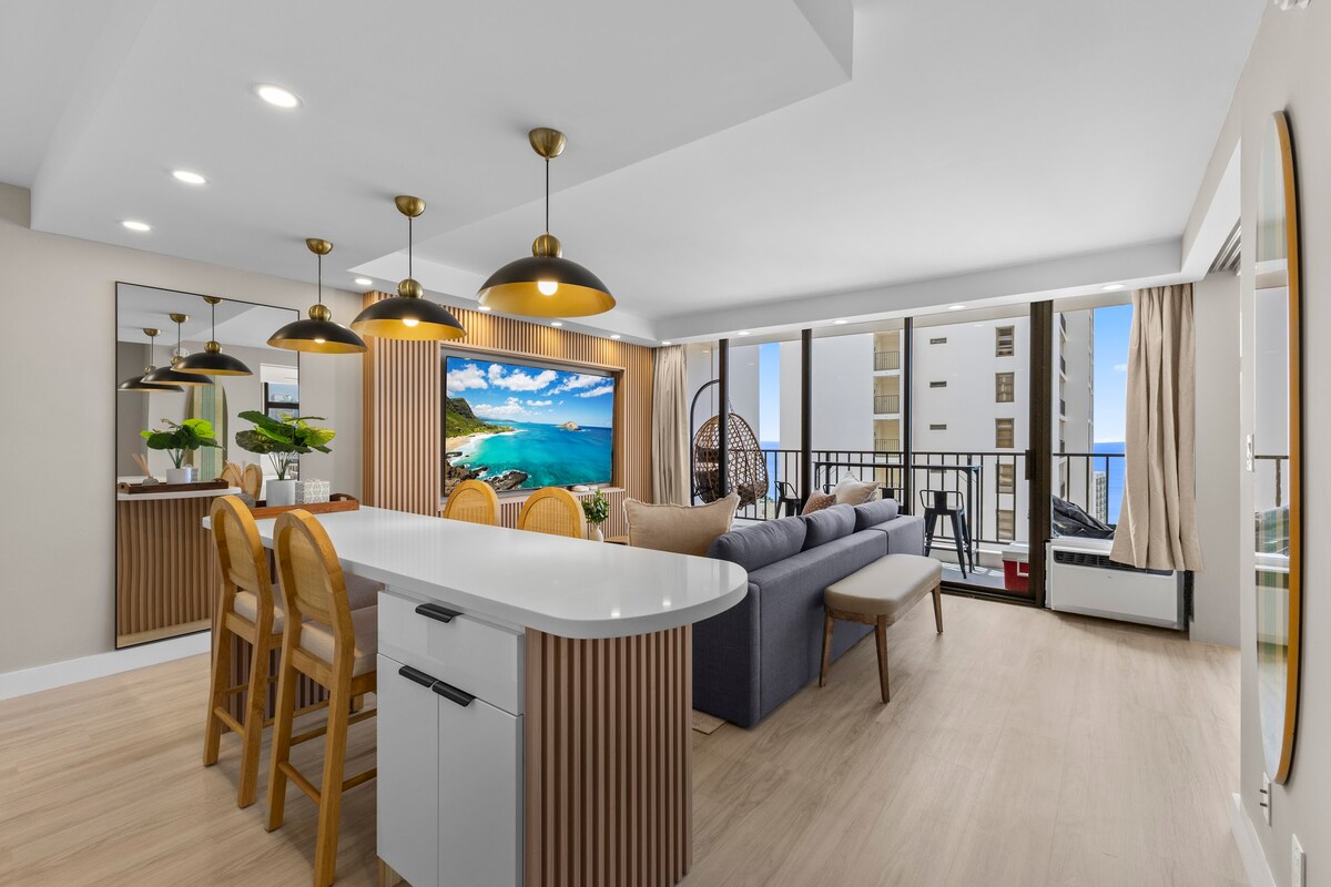 33F-Stunning Ocean View 1BR-Waikiki/Free Parking