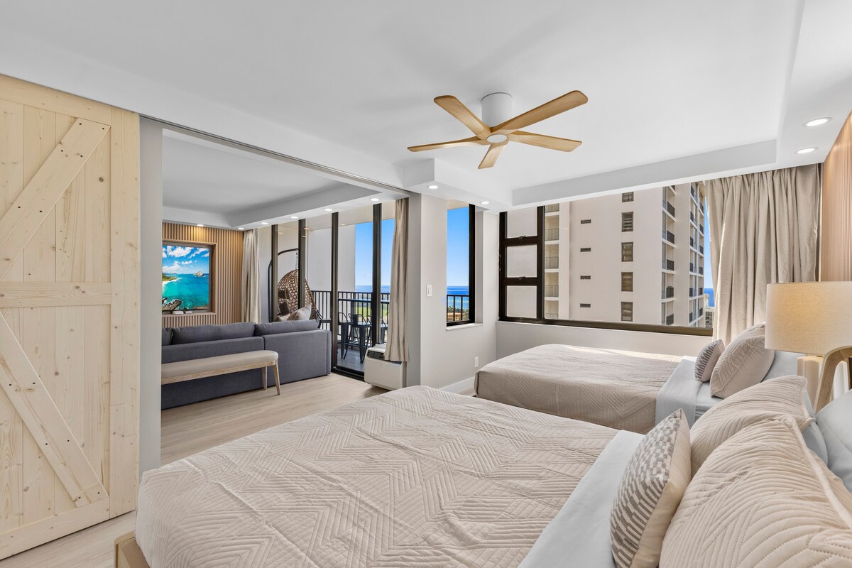 33F-Stunning Ocean View 1BR-Waikiki/Free Parking