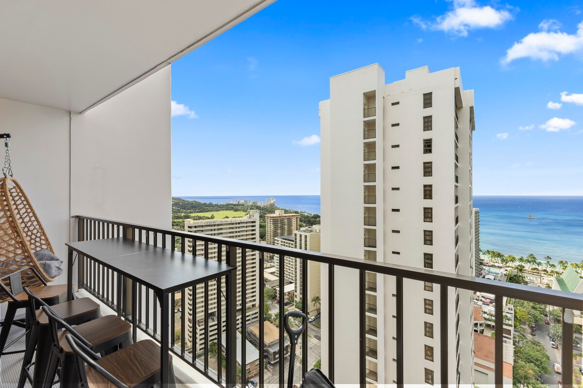 33F-Stunning Ocean View 1BR-Waikiki/Free Parking