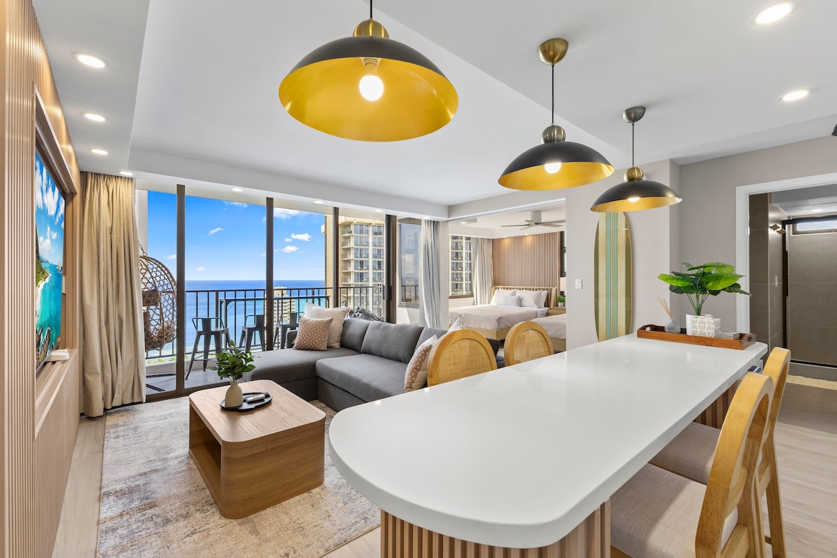 33F-Stunning Ocean View 1BR-Waikiki/Free Parking