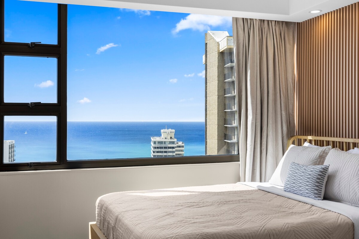33F-Stunning Ocean View 1BR-Waikiki/Free Parking