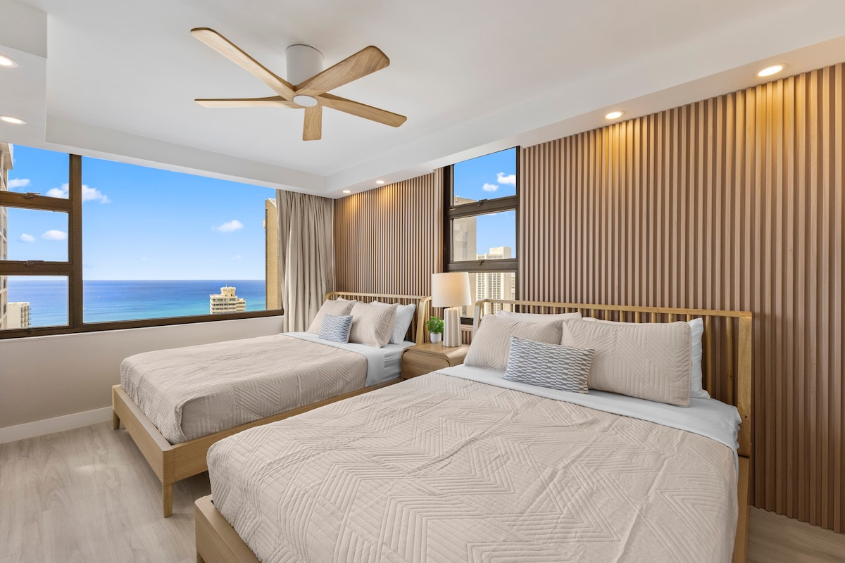 33F-Stunning Ocean View 1BR-Waikiki/Free Parking