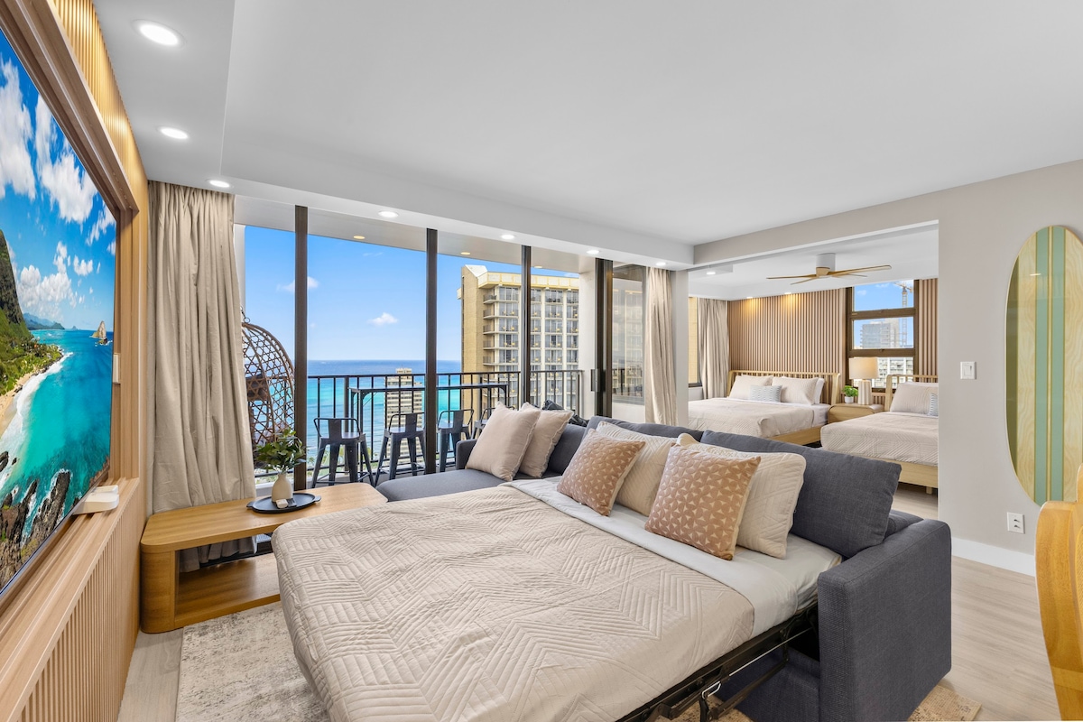 33F-Stunning Ocean View 1BR-Waikiki/Free Parking